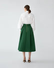 FLORAL EMBROIDERED GABARDINE MIDI SKIRT