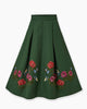 FLORAL EMBROIDERED GABARDINE MIDI SKIRT
