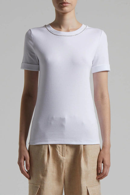 EMBROIDERED NECKLINE TEE