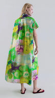LONG SHIRT DRESS WITH BLOOMLIGHT PRINT AND FRONT PINTUCKS