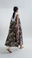 RETRO BLOOMLEAF SLEEVELESS YOKE LONG DRESS