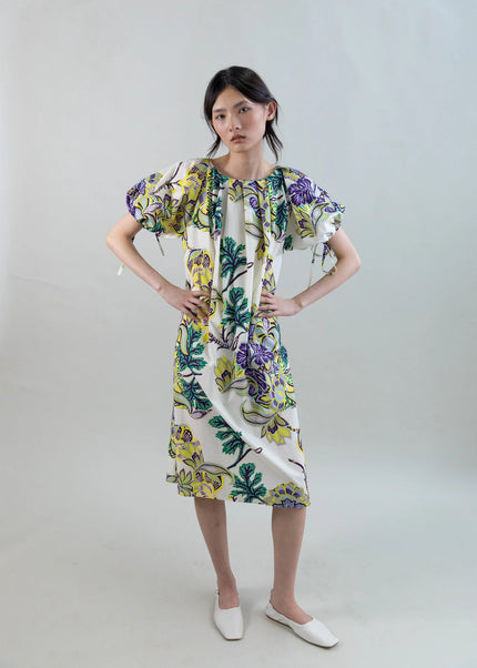 SUN KISSED MARIGOLD MEADOW BOAT NECK DRESS