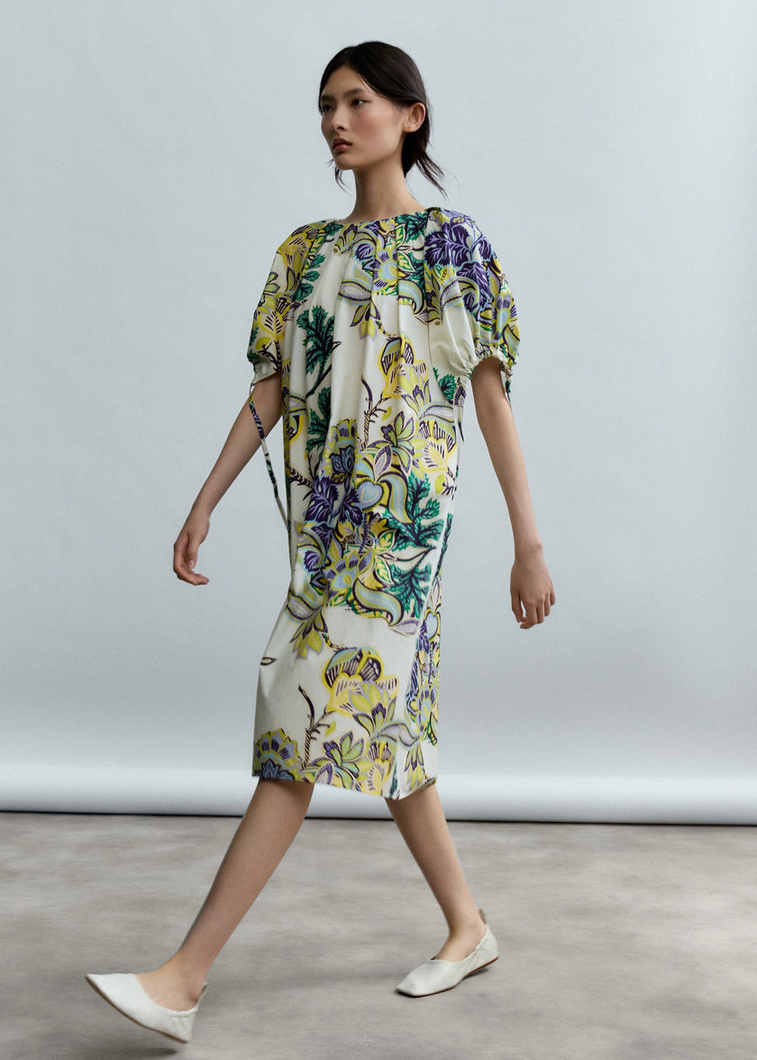 SUN KISSED MARIGOLD MEADOW BOAT NECK DRESS