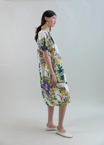 SUN KISSED MARIGOLD MEADOW BOAT NECK DRESS