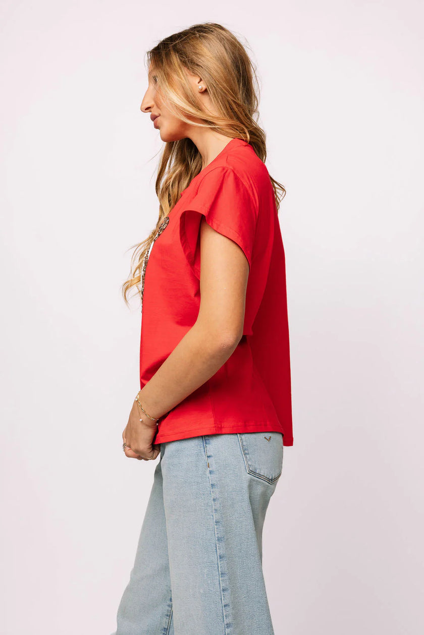 RED JEWELED FOOTBALL TEE