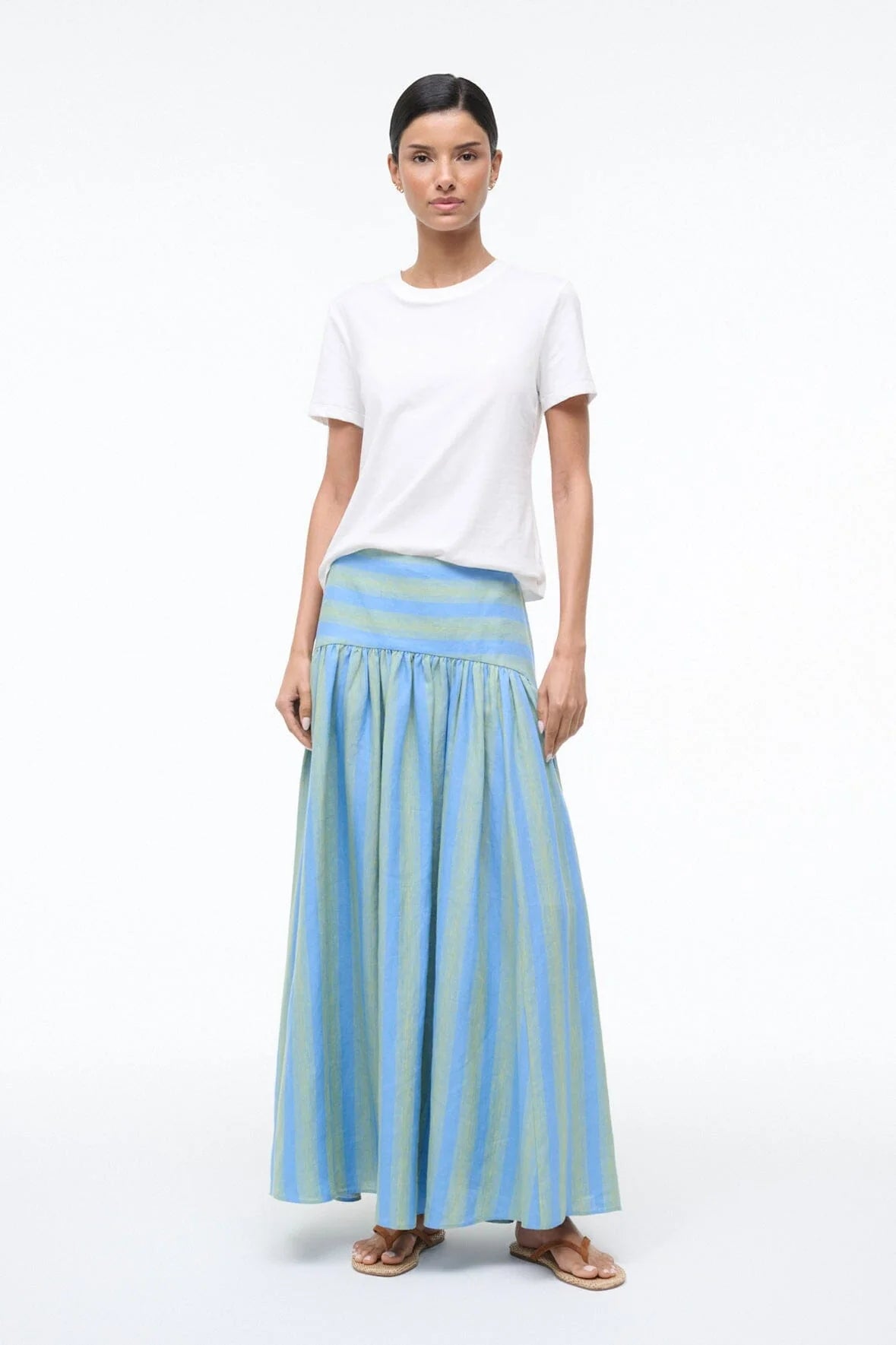 PROCIDA LINEN SKIRT SEAPORT STRIPE