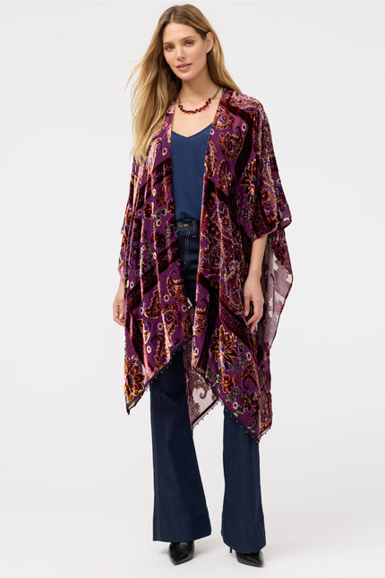 BURNOUT VELVET SHAWL IN DOMITILA
