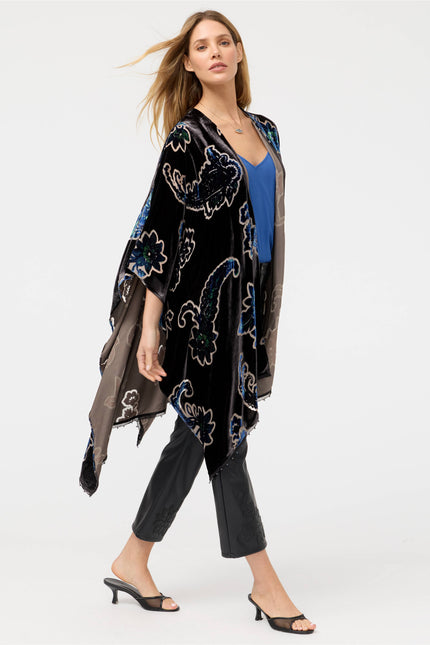 BURNOUT VELVET SHAWL IN MONADE