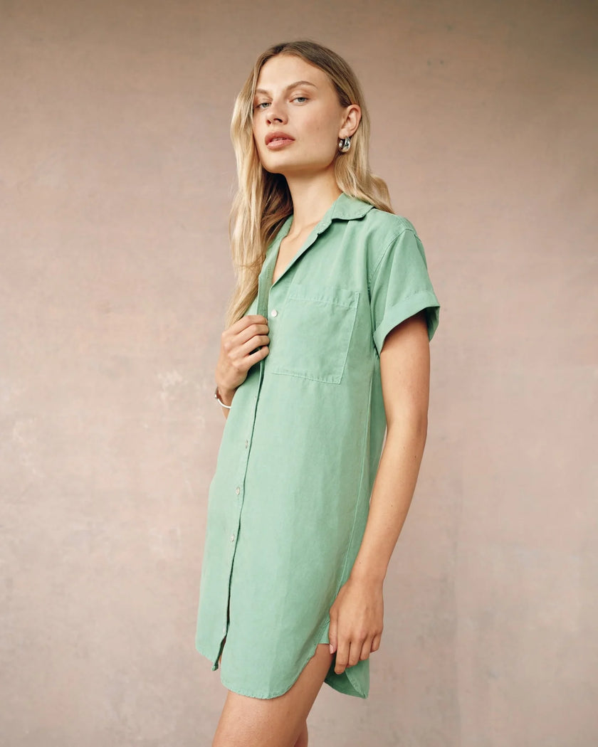 ROLL SLEEVE POCKET SHIRT DRESS