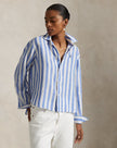 WIDE CROPPED STRIPED LINEN SHIRT