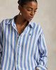 WIDE CROPPED STRIPED LINEN SHIRT