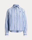 WIDE CROPPED STRIPED LINEN SHIRT