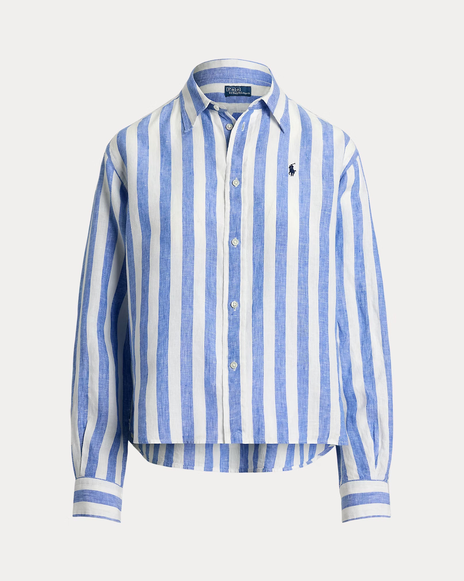 WIDE CROPPED STRIPED LINEN SHIRT
