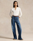 STRETCH COTTON WIDE LEG JEAN