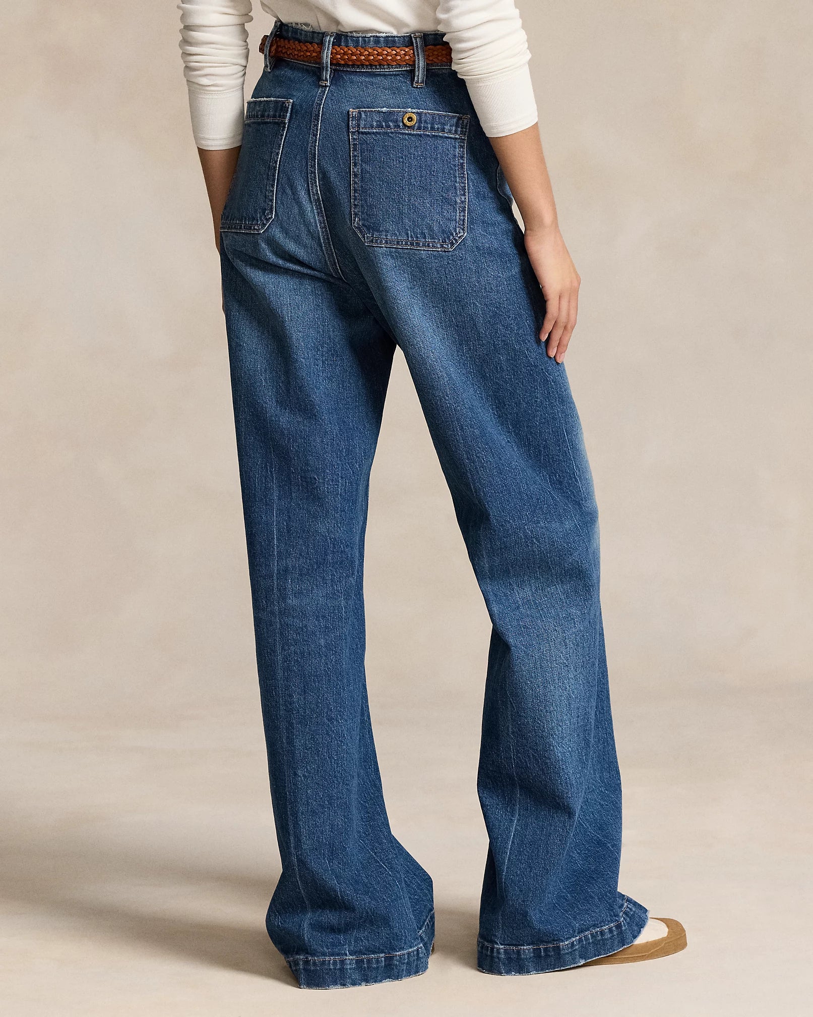 STRETCH COTTON WIDE LEG JEAN