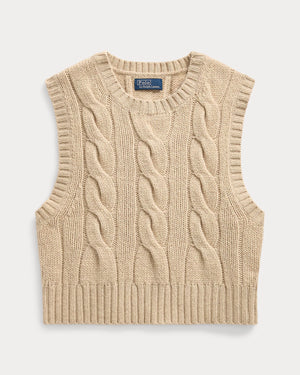 CROPPED CABLE WOOL CASHMERE SWEATER