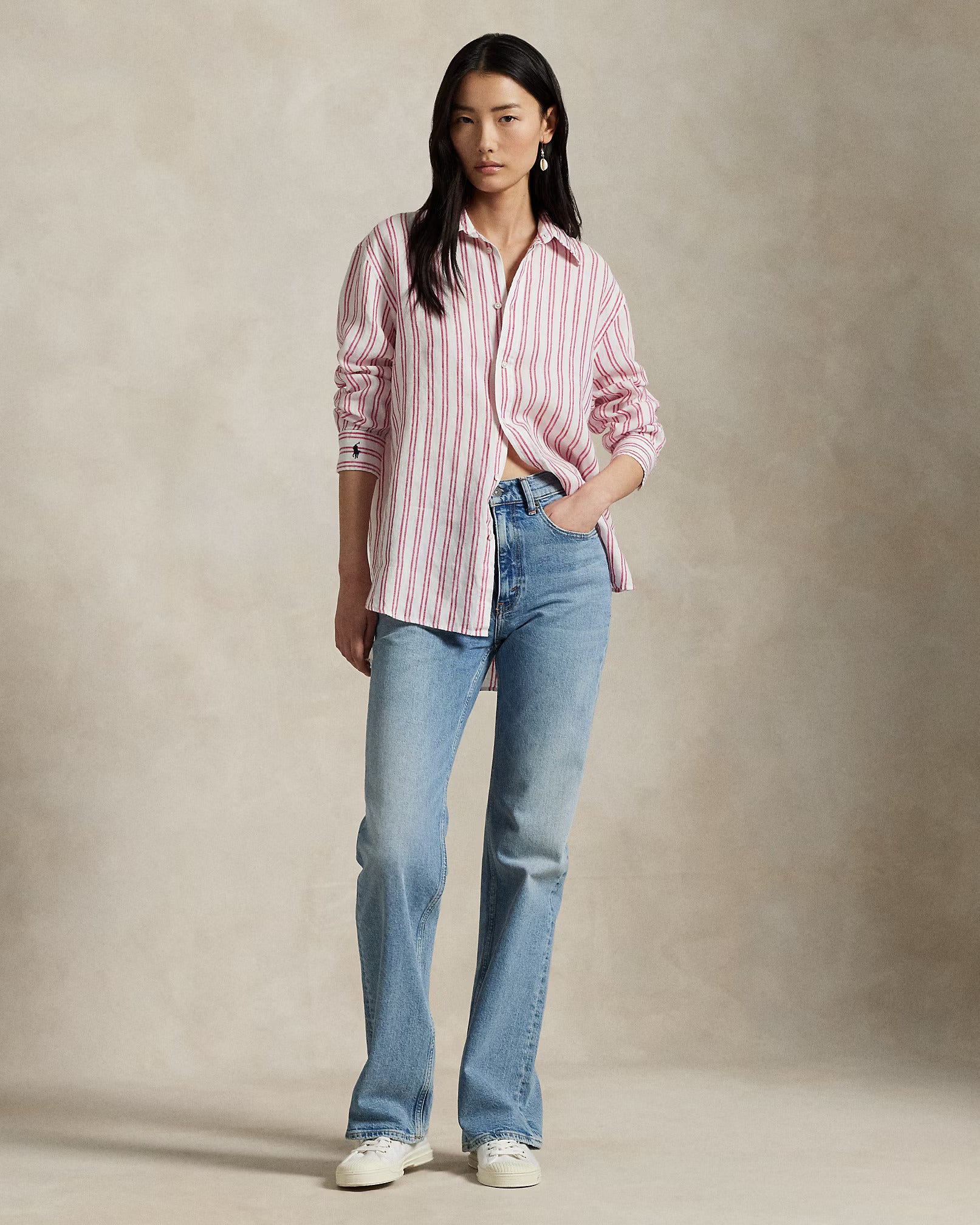 OVERSIZED FIT STRIPED LINEN SHIRT