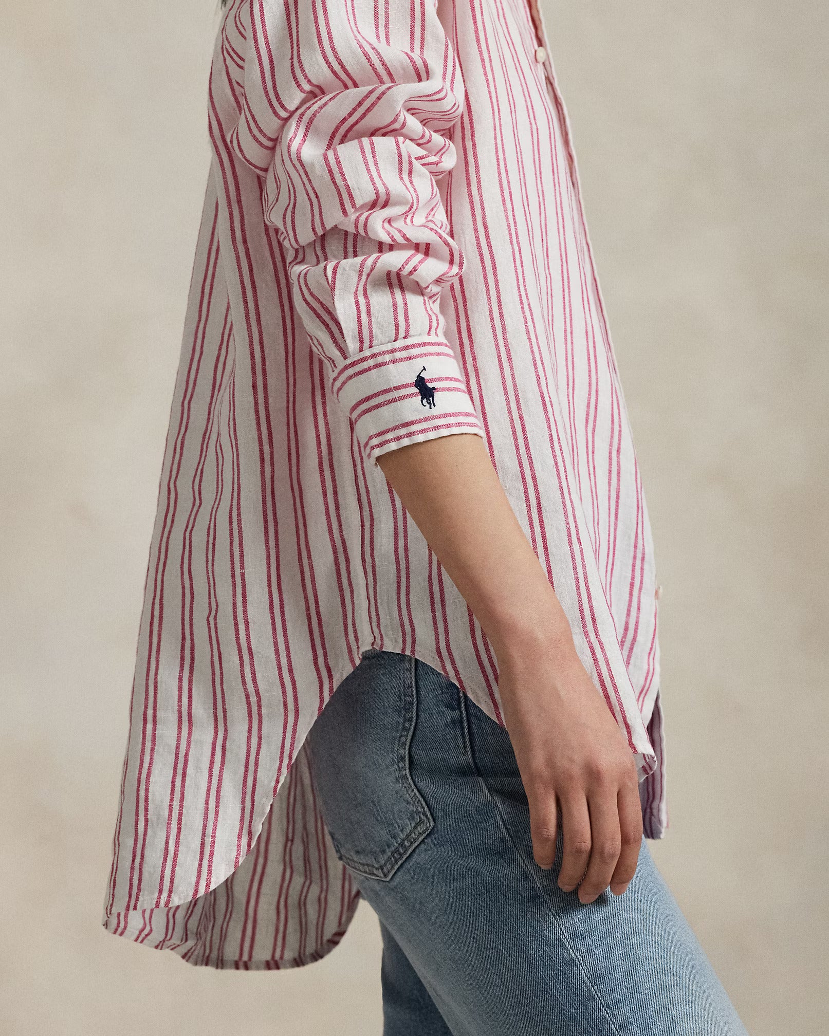 OVERSIZED FIT STRIPED LINEN SHIRT