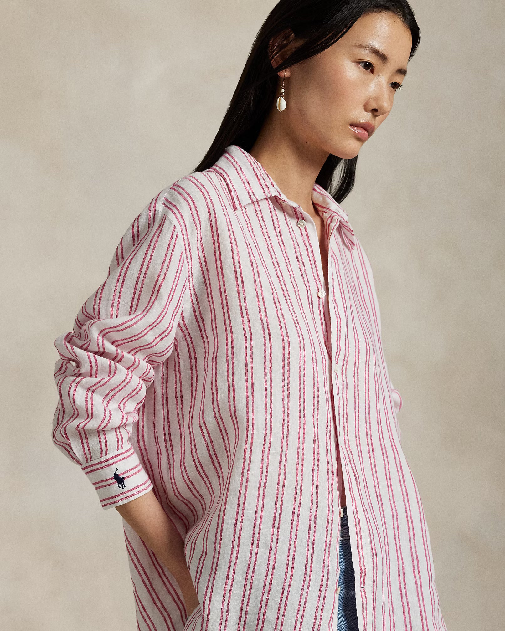 OVERSIZED FIT STRIPED LINEN SHIRT