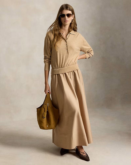 HYBRID KNIT POLO BODICE DRESS