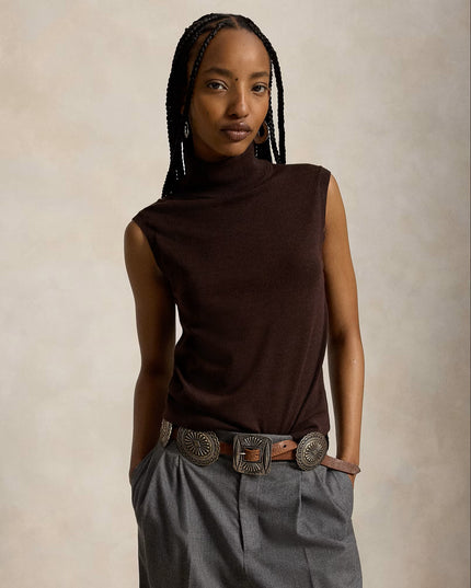 WOOL TURTLENECK SLEEVELESS SWEATER