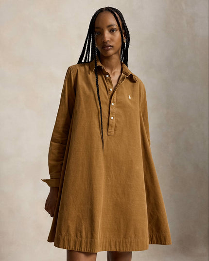 CORDUROY PLEATED SHIRTDRESS