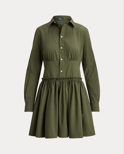 PANELED COTTON CANVAS MINI SHIRTDRESS
