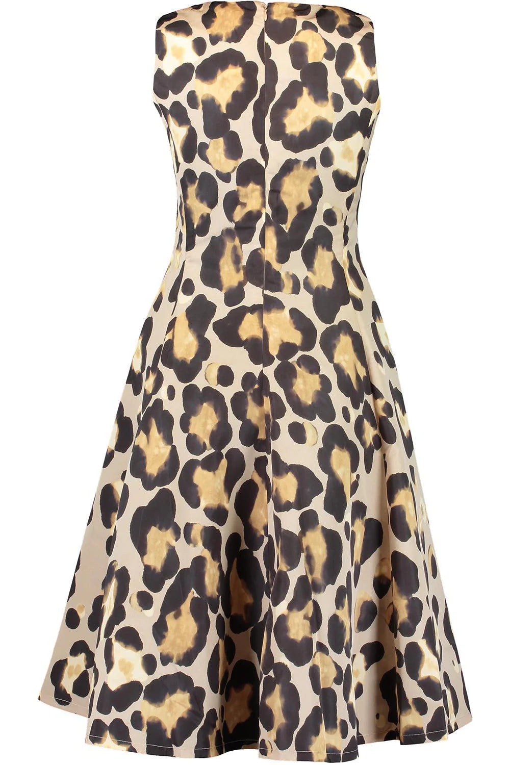 MARIELLA LEOPARD PRINT SLEEVELESS MIDI SHIRTDRESS