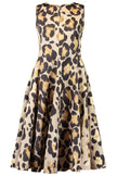 MARIELLA LEOPARD PRINT SLEEVELESS MIDI SHIRTDRESS