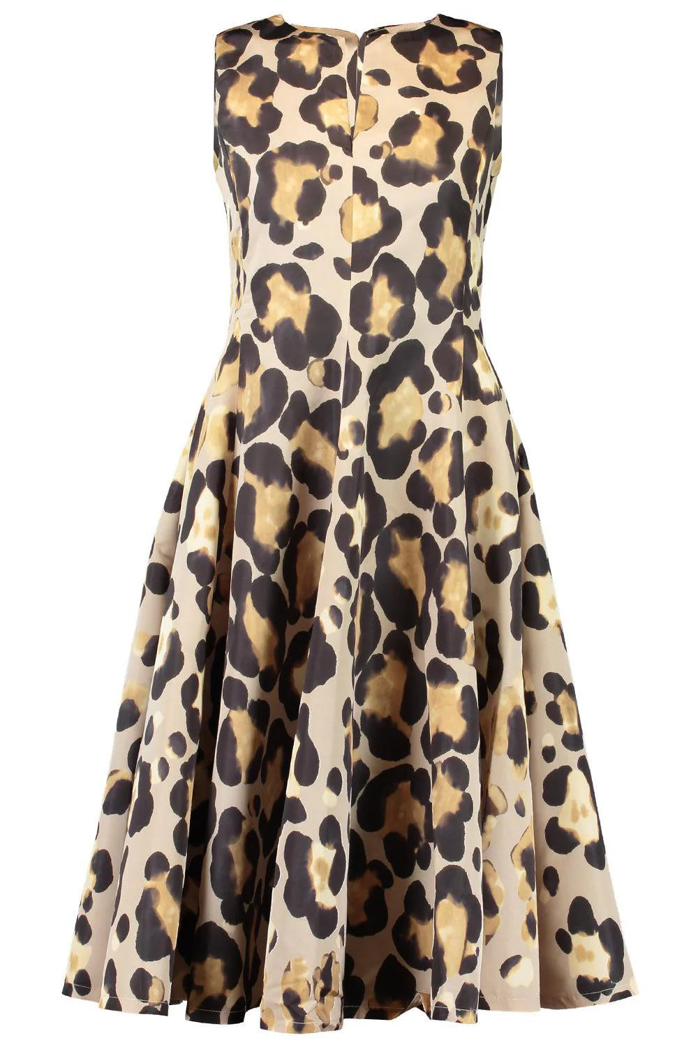 MARIELLA LEOPARD PRINT SLEEVELESS MIDI SHIRTDRESS