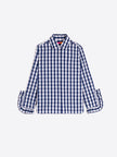 VOLANTES RUFFLE SLEEVE PLAID SHIRT