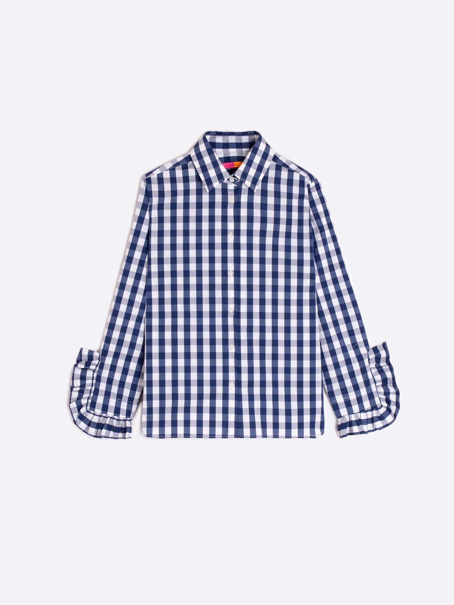 VOLANTES RUFFLE SLEEVE PLAID SHIRT