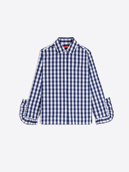 VOLANTES RUFFLE SLEEVE PLAID SHIRT