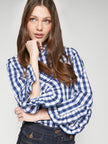 VOLANTES RUFFLE SLEEVE PLAID SHIRT