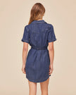 SHORT SLEEVE UTILITY SHIRT DRESS IN HORIZON BLUE WASH