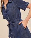 SHORT SLEEVE UTILITY SHIRT DRESS IN HORIZON BLUE WASH