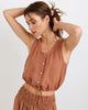 SLEEVELESS TIE WAIST BUTTON FRONT TOP