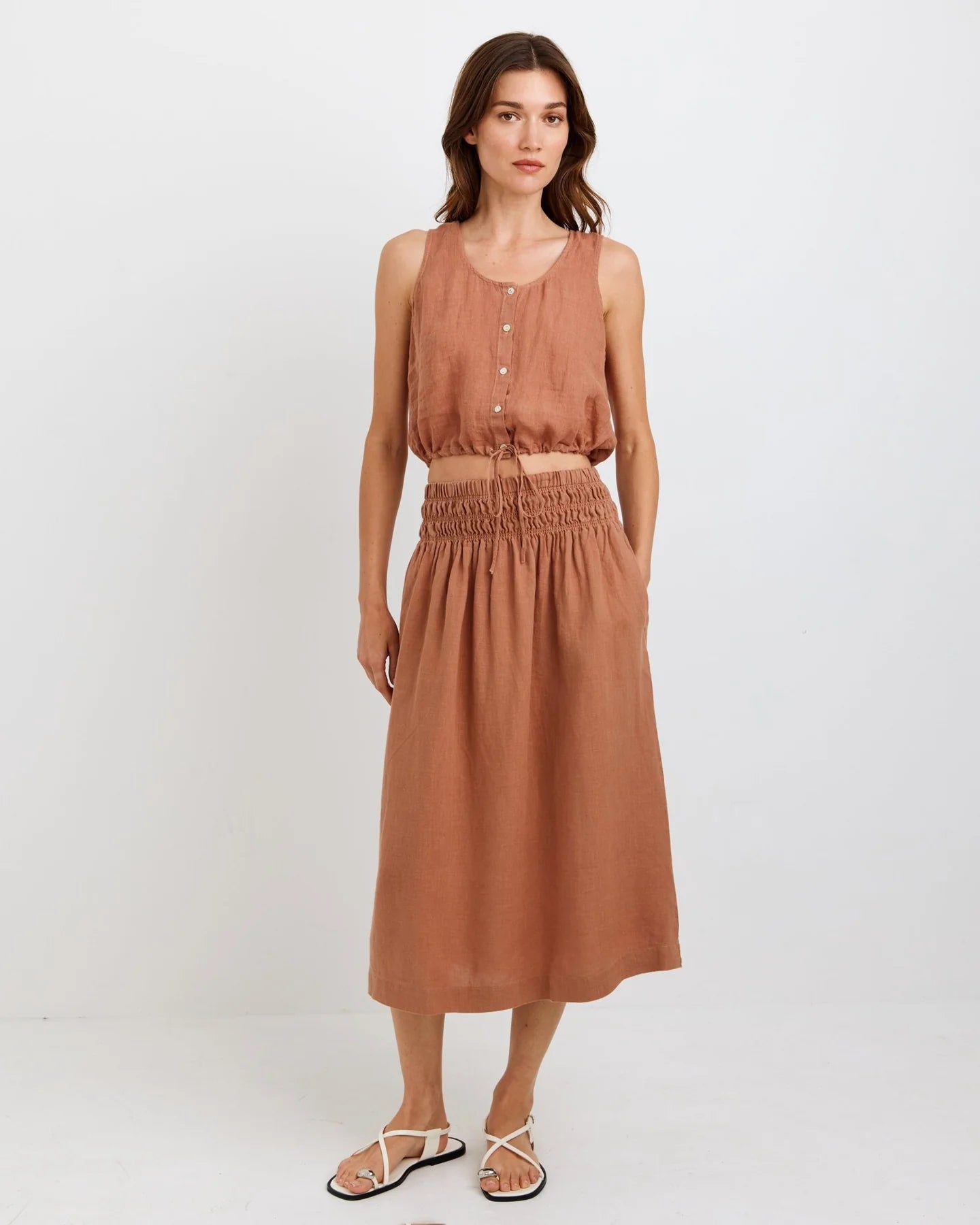 SMOCKED WAIST GATHERED SKIRT
