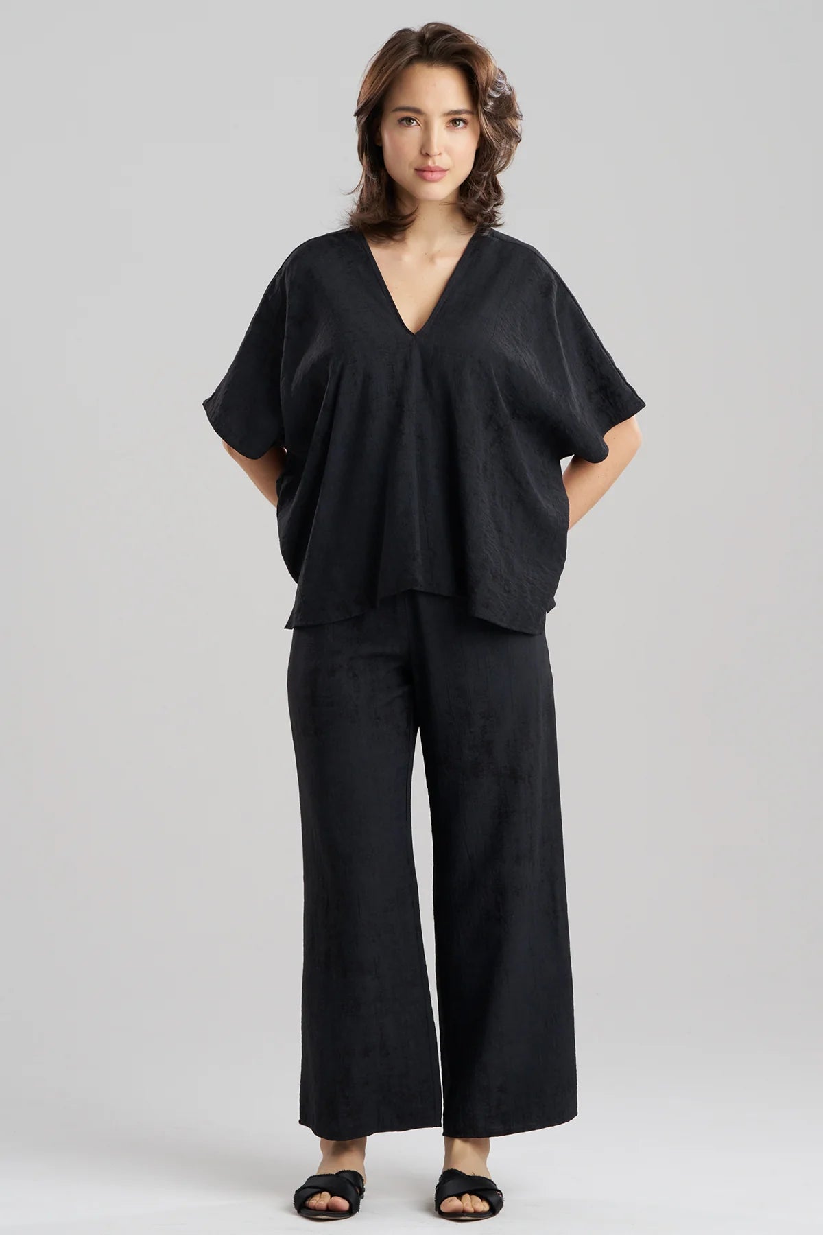 TERRA FOIL CRINKLE CAFTAN SHIRT