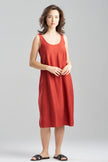 TERRA FOIL CRINKLE SCOOP NECK SLIP DRESS