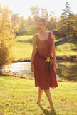 TERRA FOIL CRINKLE SCOOP NECK SLIP DRESS