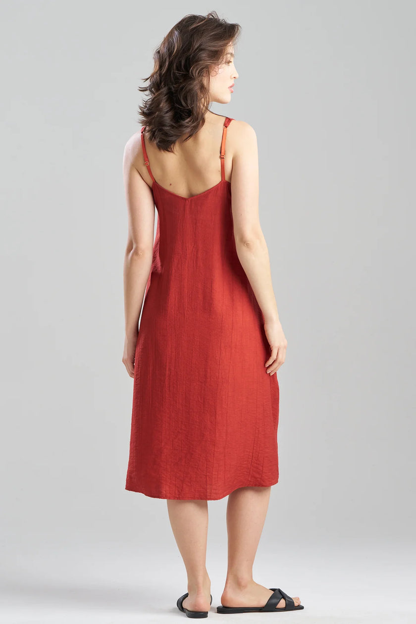TERRA FOIL CRINKLE SCOOP NECK SLIP DRESS