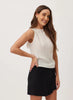TEXTURED RIBBED MOCK NECK TOP