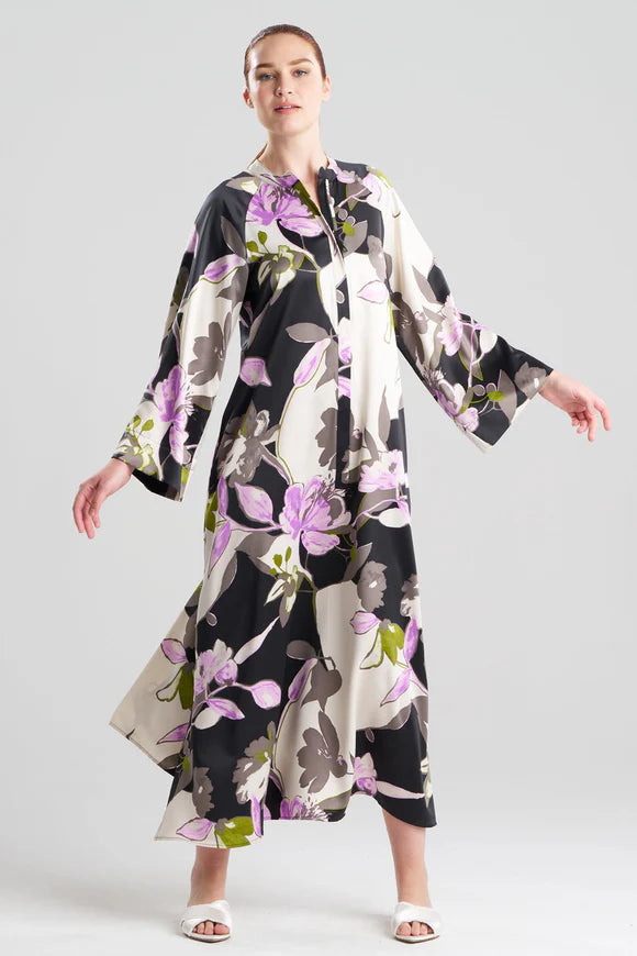 TSUBAKI SATIN MANDARIN ZIP CAFTAN