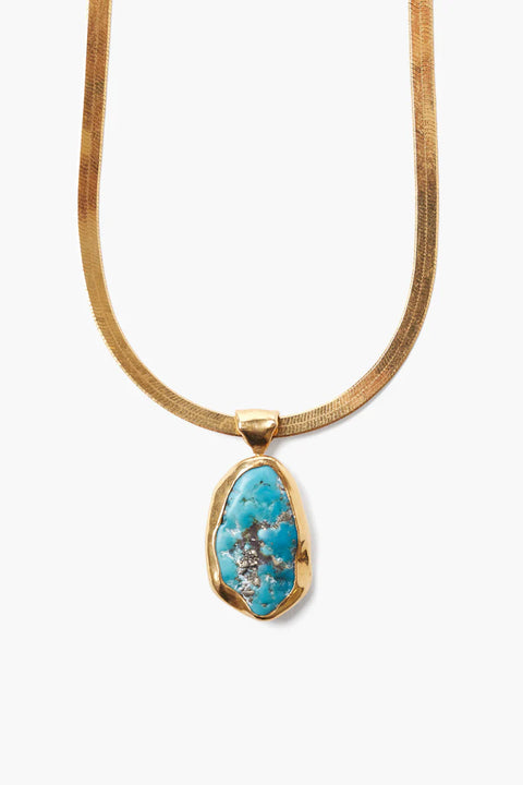 TURQUOISE TOTEM HERRINGBONE NECKLACE