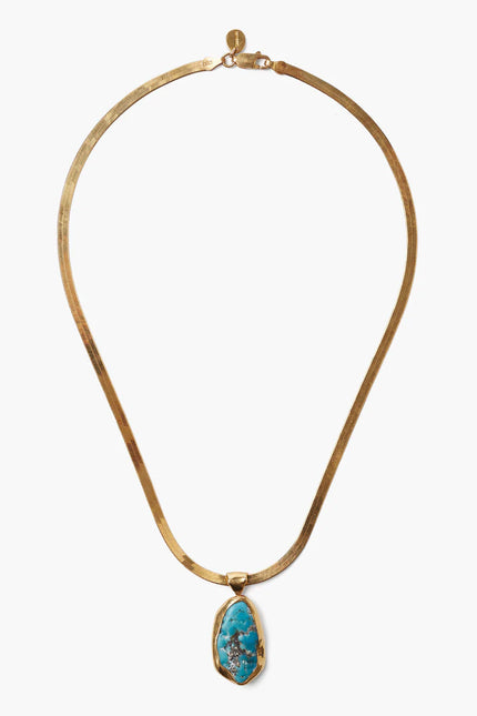 TURQUOISE TOTEM HERRINGBONE NECKLACE