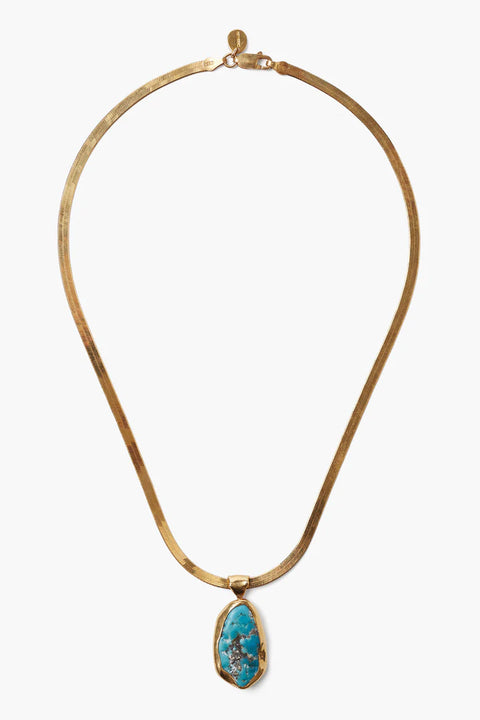 TURQUOISE TOTEM HERRINGBONE NECKLACE