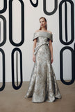 OFF SHOULDER JACQUARD GOWN