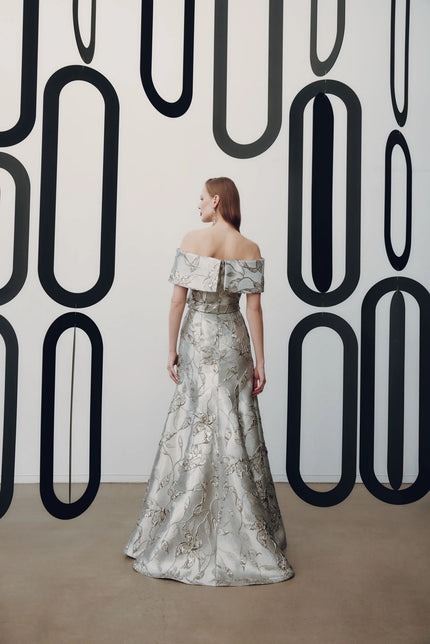 OFF SHOULDER JACQUARD GOWN