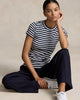 STRIPED RIBBED COTTON CREWNECK TEE